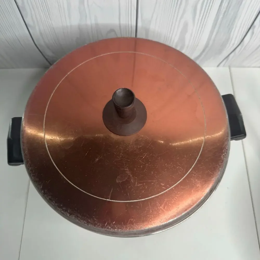 Lot of 3 Vtg MCM Wear-Ever/Faberwear Aluminum Pots Pan Skillet Copper Lids